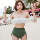 Set: Off-shoulder Lace Bikini Top + Swim Bottom