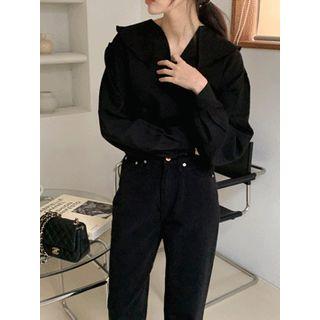 V-neck Ruffle-collared Blouse