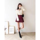 Scallop-edge Fabric-cover Button Cardigan