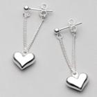 925 Sterling Silver Heart Dangle Earring 1 Pair - S925 Silver - Silver - One Size