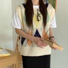 V-neck Multicolor-argyle Sweater Vest