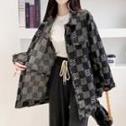 Checkered Denim Jacket Black - One Size