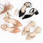 Ankle-strap Bow Pointed Toe Sandals
