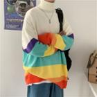 Long-sleeve Turtle Neck Color Block Sweater