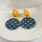 Dotted Disc Drop Earring 1 Pair - Dotted - Yellow & Dark Blue - One Size