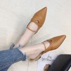 Faux Fur Faux Leather Pointed Mules