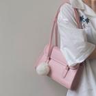 Plain Faux Leather Shoulder Bag Pink - One Size