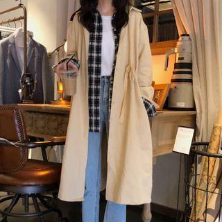 Tie Waist Trench Jacket As Shown In Figure - One Size
