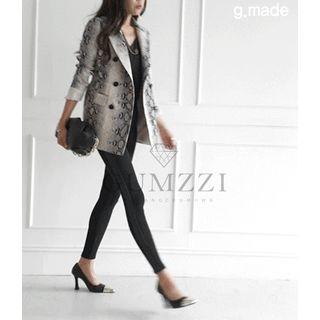 Peaked-lapel Double-breasted Python Blazer