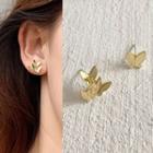 Non-matching Alloy Butterfly Earring 1 Pair - Gold - One Size