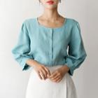 Square-neck Linen Blouse