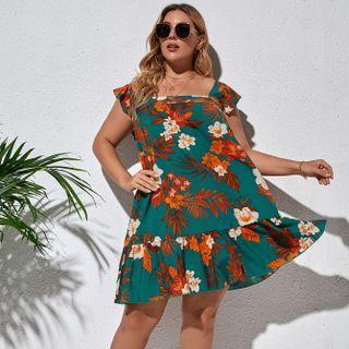 Plus Size Frill Trim Floral Sundress