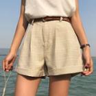 Check Wide Leg Shorts With Belt