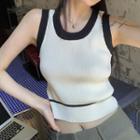 Sleeveless Color Block Knit Cropped Tank Top