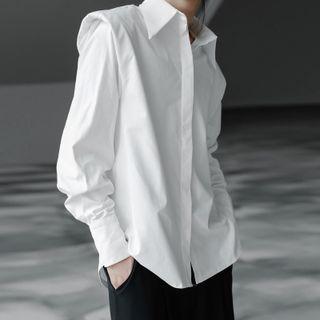 Long-sleeve Padded-shoulder Shirt
