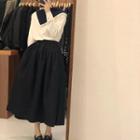 Two-tone Knit Top / Midi A-line Skirt