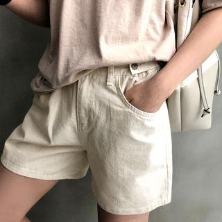 Tab-waist Cotton Shorts