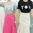 Flower-appliqu  Round-neck T-shirt