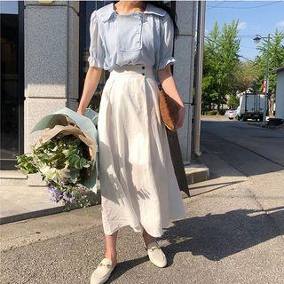 Short-sleeve Blouse / A-line Midi Skirt