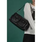 Flap-pocket Shoulder Bag Black - One Size