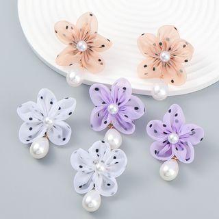 Flower Lace Faux Pearl Dangle Earring