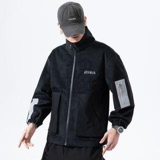 Stand Collar Corduroy Zip-up Jacket
