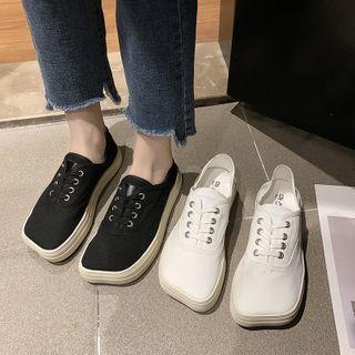 Platform Square Toe Lace Up Sneakers