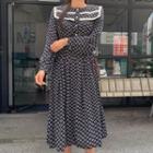Lace-trim Collared Patterned Dress