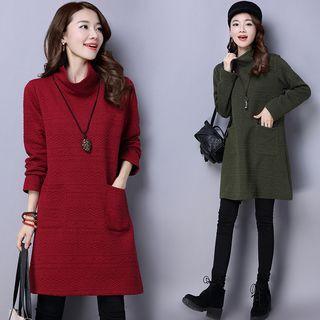 Long-sleeve Mock Neck Tunic Dress