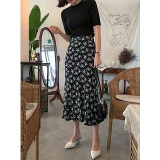 High-waist Floral Long Skirt