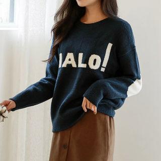 Contrast-panel Letter Knit Top