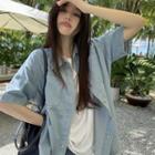 Short-sleeve Denim Shirt / Shorts / Plain T-shirt