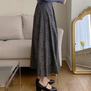 Band-waist Maxi A-line Floral Skirt
