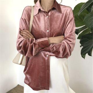 Velvet Loose-fit Long-sleeve Shirt