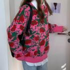 Floral Print Sweater Rose Pink - One Size