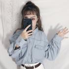 Cut Out Denim Shirt As Shown In Figure - One Size