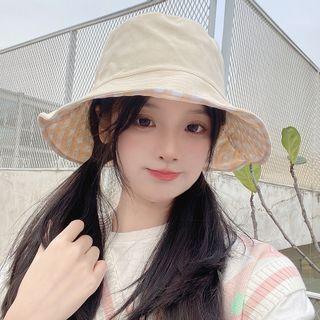 Reversible Plaid Bucket Hat 55-58cm - Beige - One Size
