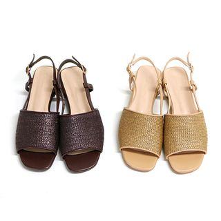 Rattan Faux-leather Sandals