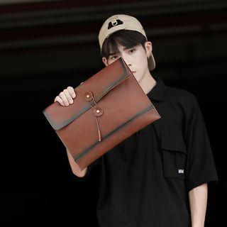 Faux Leather Clutch Coffee - One Size
