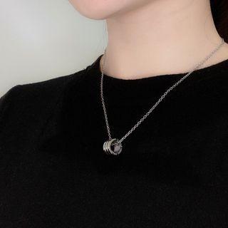 Lettering Hoop Pendant Stainless Steel Necklace