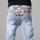 Patchwork Distressed Tapered Cropped Jeans
