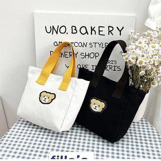 Bear Embroidered Canvas Handbag