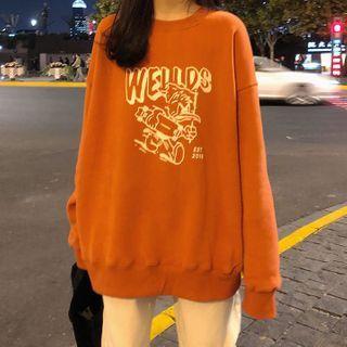 Graphic Print Sweatshirt Tangerine - One Size