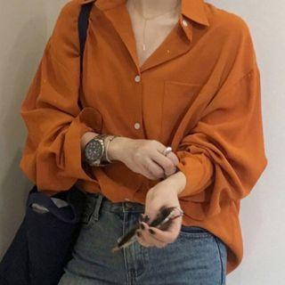 Plain Shirt Tangerine Red - One Size