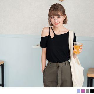 Double Strap One Shoulder T-shirt