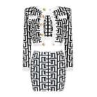 Set: Patterned Cropped Jacket + Tank Top + Mini Pencil Skirt
