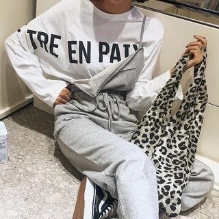 Dolman-sleeve Text Print T-shirt