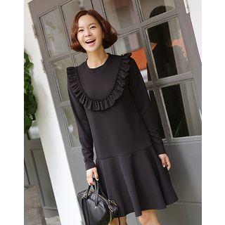 Frill-trim Ruffle-hem Dress