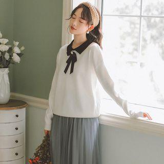 Long-sleeve Bow Lapel Sweater