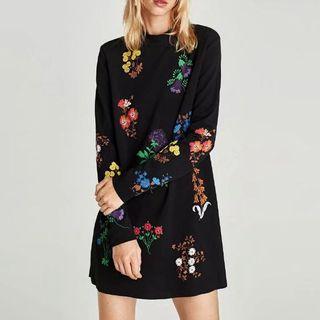 Long-sleeve Flower Printed Dress
